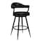 Armen Living Justin 30" Bar Height Swivel Vintage Black Faux Leather Bar Stool with Black Metal Legs LCJTBABLVB30 - alternate 1